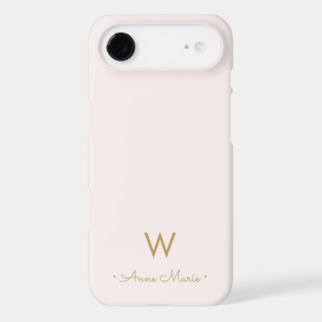 Modern Blush Pink Gold Script Monogram (Back)