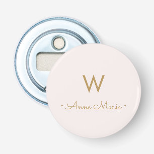 Modern Blush Pink Gold Script Monogram Bottle Opener