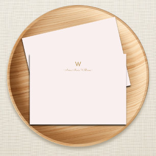 Modern Blush Pink Gold Script Monogram  Card
