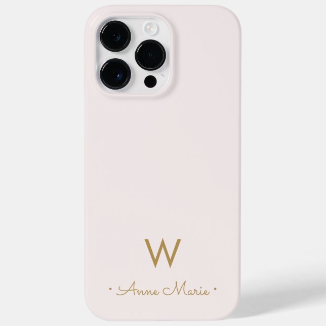 Modern Blush Pink Gold Script Monogram Case-Mate iPhone Case (Back)