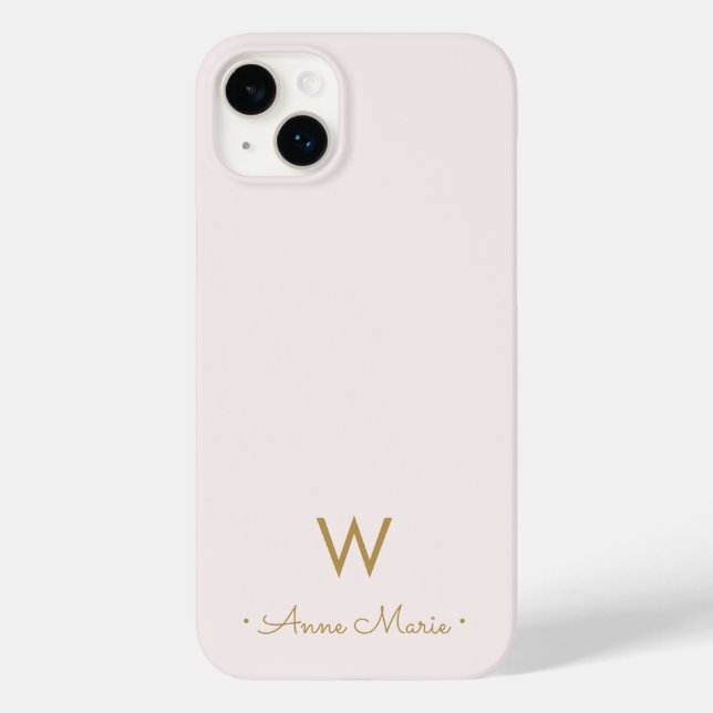 Modern Blush Pink Gold Script Monogram Case-Mate iPhone Case (Back)