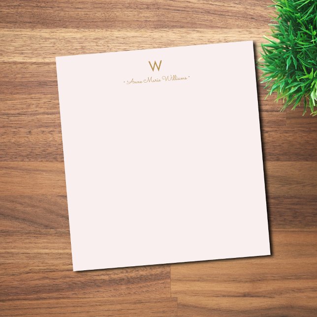 Modern Blush Pink Gold Script Monogram Notepad (Creator Uploaded)