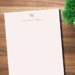 Modern Blush Pink Gold Script Monogram Notepad<br><div class="desc">A modern,  elegant monogram design with gold handwritten minimalist script typography and sans serif block typography on an elegant pale pastel blush pink background. The monogram and name can be easily personalised.</div>