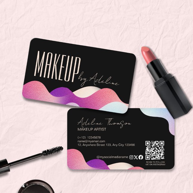 Modern Blush Pink Gradient Pattern Makeup Artist   Business Card (Creator Uploaded)