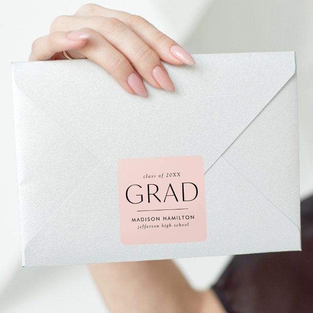 Modern Blush Pink Graduation Square Sticker (Creator Uploaded)