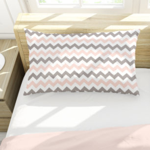 Modern Blush Pink Grey Chevron Pattern Pillowcase