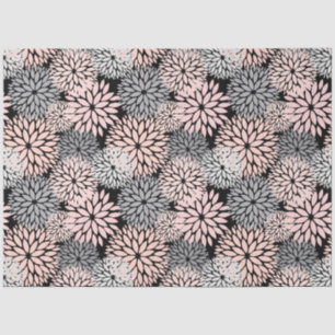 Modern Blush Pink Grey Dahlia Floral Tissue Paper