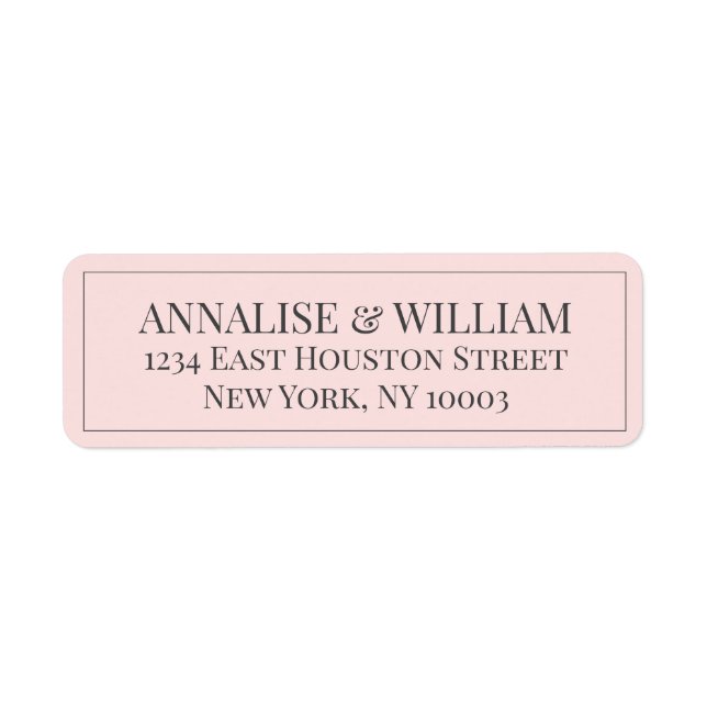 Modern Blush Pink Grey Wedding Return Address (Front)