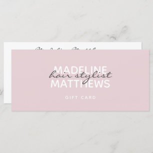 Modern Blush Pink Hair Stylist Gift Certificate