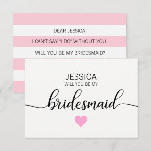 Modern Blush PINK Heart Will You Be my Bridesmaid? Invitation