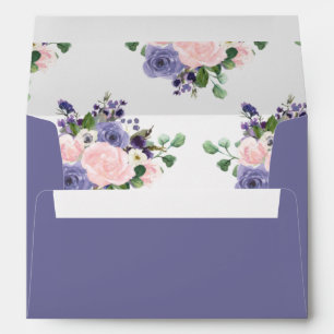 Modern Blush Pink Lavender Purple Floral Wedding Envelope