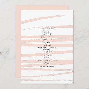 Modern Blush Pink Lines Abstract Art Baby Shower Invitation