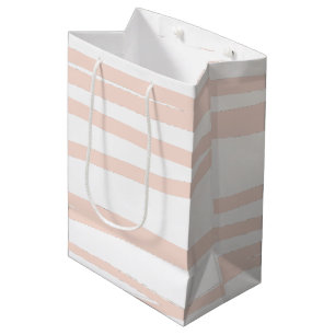 Modern Blush Pink Lines Abstract Art  Medium Gift Bag
