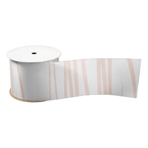 Modern Blush Pink Lines Abstract Art Satin Ribbon