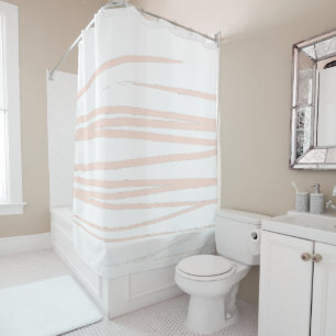 Modern Blush Pink Lines Abstract Art  Shower Curtain