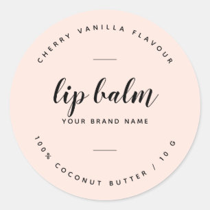 Modern blush pink lip balm label