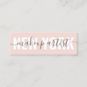 Modern blush pink makeup artist script signature mini business card