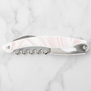Modern blush pink marbleised abstract design corkscrew