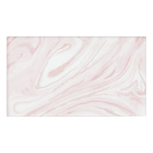 Modern blush pink marbleised abstract design name tag