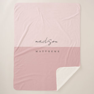 Modern blush pink minimalist handwritten script Sherpa Blanket