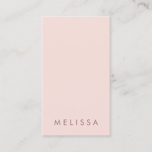 Modern blush pink minimalist professional vertical business card (Front)
