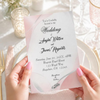 Modern Blush Pink Minimalist Wedding Invitation(a)