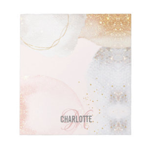 Modern blush pink monogram name abstract notepad