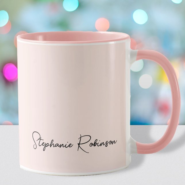 Modern Blush Pink Monogram Name Signature Script Mug (Creator Uploaded)