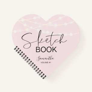 Modern Blush Pink Monogram Name Sketch pad Notebook