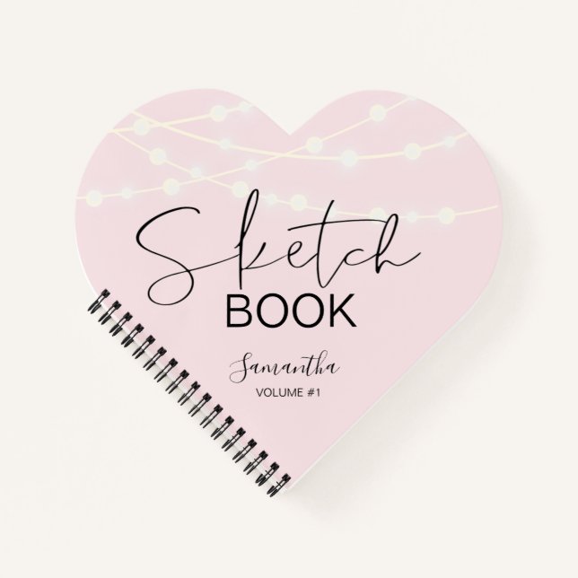 Modern Blush Pink Monogram Name Sketch pad Notebook (Front)