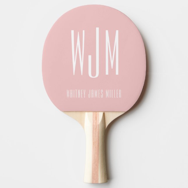 Modern Blush Pink Monogram Ping Pong Paddle (Front)