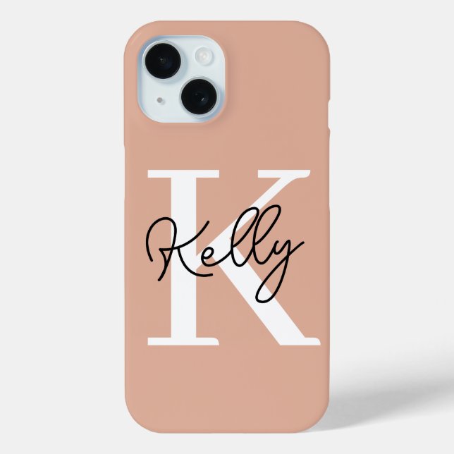 Modern Blush Pink Monogram Script Case-Mate iPhone Case (Back)