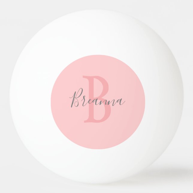 Modern Blush Pink Monogram Script Personalised Ping Pong Ball (Front)