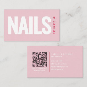 Modern Blush Pink Nail Salon QR Code Business Card
