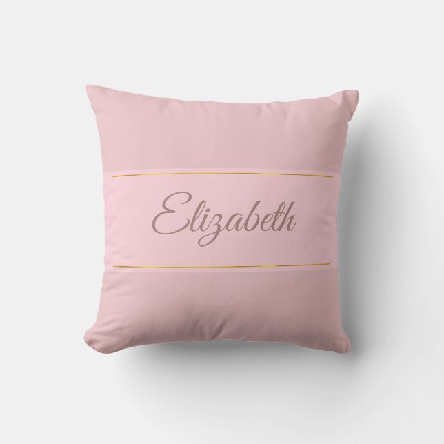 Modern Blush Pink Name Hand Script Font Text Plain Cushion (Front)