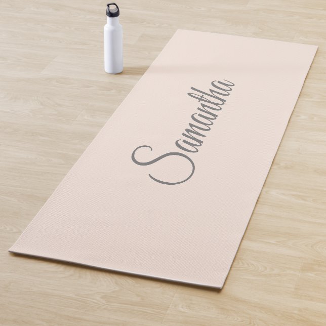 Modern Blush Pink Name Yoga Mat (In Situ)
