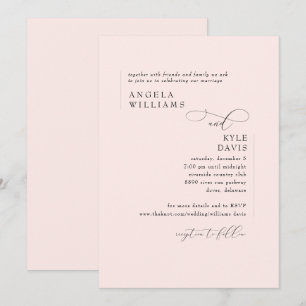 Modern Blush Pink No Parents Wedding Invitation