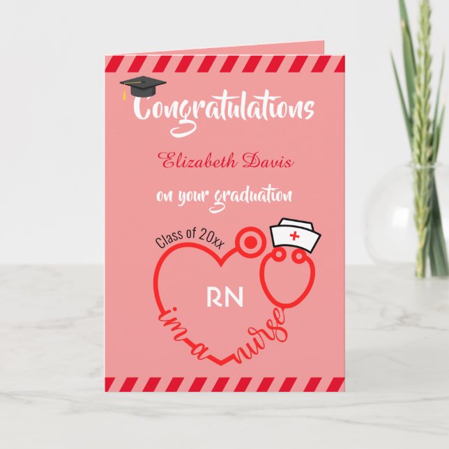 Modern Blush Pink Nurse Graduation Congratulations Card (Front)