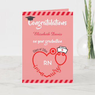 Modern Blush Pink Nurse Graduation Congratulations Card