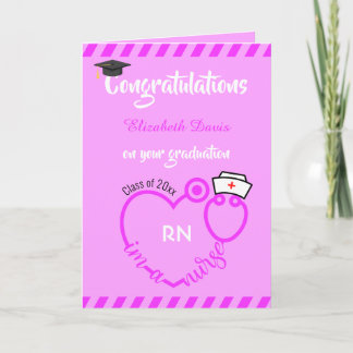 Modern Blush Pink Nurse Graduation Congratulations Card