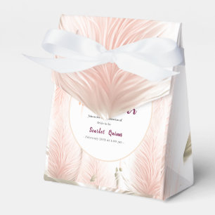 Modern blush pink pampas grass bridal shower favour box