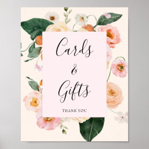 Modern Blush Pink Peach Floral Bridal Shower Poster