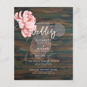 Modern Blush Pink Peonies Floral Wedding Invite Flyer