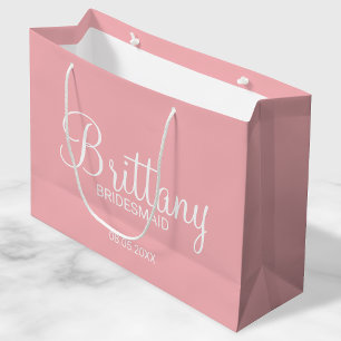 Modern Blush Pink Personalised Bridesmaids Large Gift Bag
