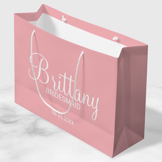 Modern Blush Pink Personalised Bridesmaids Large Gift Bag (Creator Uploaded)