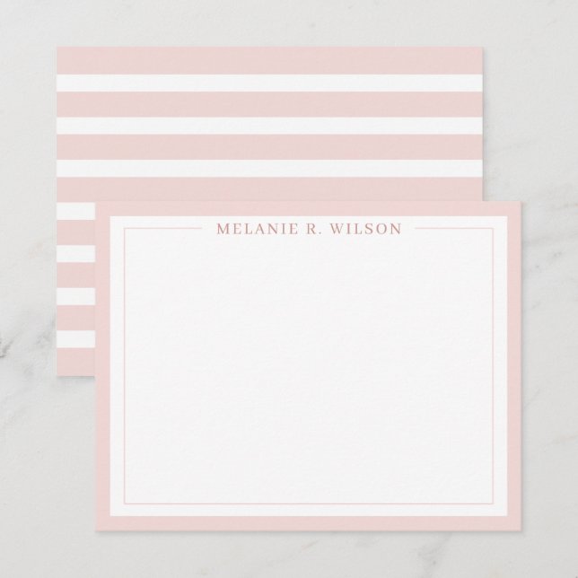 Modern Blush Pink Personalised Name Note Card (Front/Back)