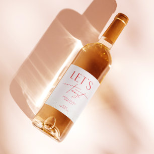 Modern Blush Pink Personalised Wedding Bottle Wine Label