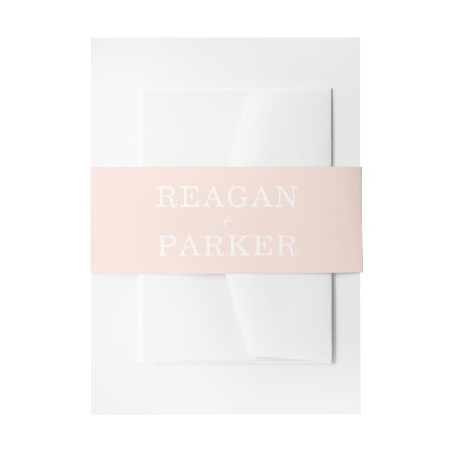 Modern Blush Pink Personalised Wedding Invitation Belly Band (Front Example)