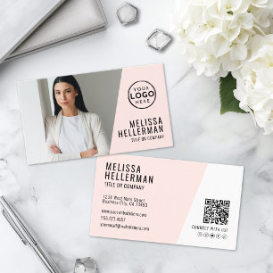 Modern Blush Pink Photo Business Card