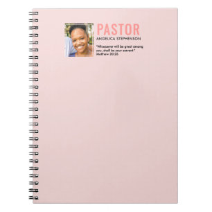 Modern Blush Pink Photo Church Pastor Notebook